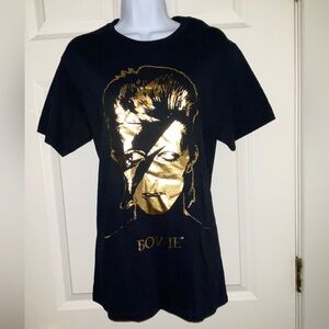 Women’s David Bowie black and gold fiol tee. NWOT